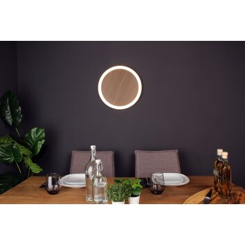 Applique murale Luce Design MOON LED Brun, Couleur bois, Noir, 1 lumière