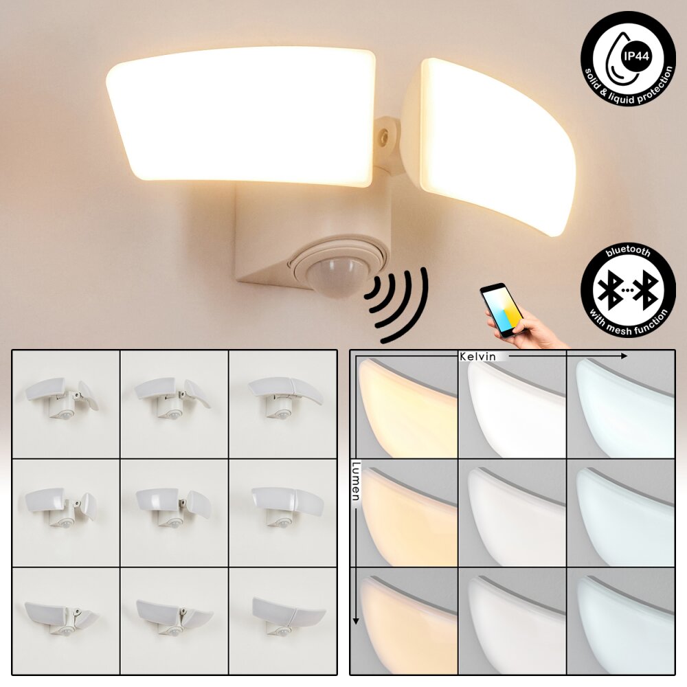 Applique murale LED d'extérieur, détecteur de mouvement, batterie, IP44, 11  cm x 11 cm