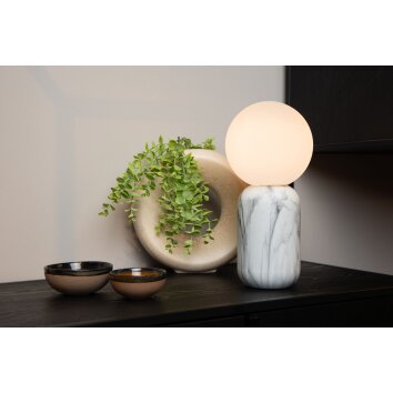 Lampe de table Lucide MARBOL Aspect marbre, Blanc, 1 lumière