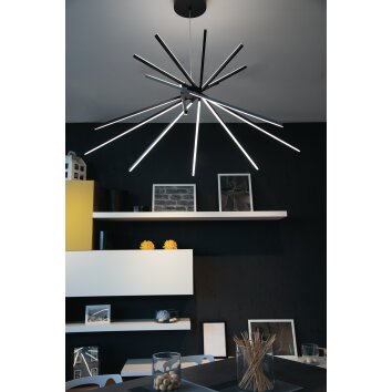 Suspension Luce Design Shanghai LED Noir, 8 lumières