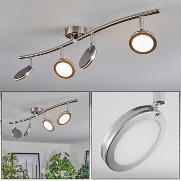 Sarnadinha Plafonnier LED Nickel mat, 4 lumières