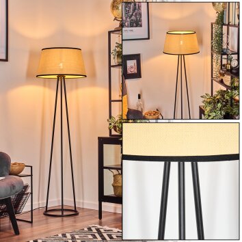 Chellas Lampadaire beige, Noir, 1 lumière