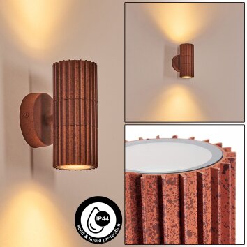 Cidral Lampe murale d´extérieur, Luminaire Up & Down Rouille, 2 lumières