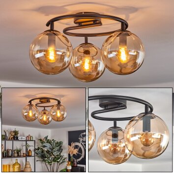 Gastor Plafonnier, Boule lumineuse Ambre, 3 lumières