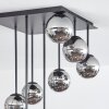 Chehalis Plafonnier, Boule lumineuse Chrome, Fumé, 9 lumières