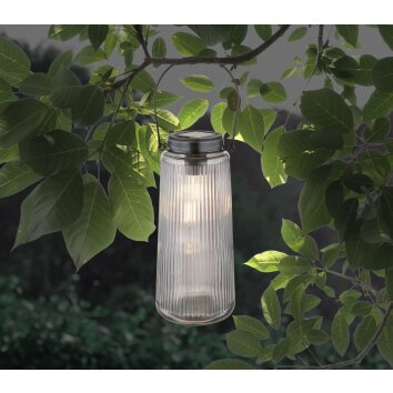 SOLAR Lampe de table d'extérieur, Lampe solaire Luminaires Globo Lighting LED Fumée, Transparent, 1 lumière