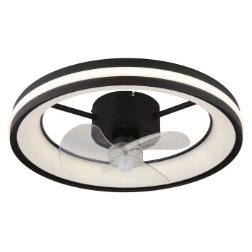 Gatian Ventilateur de plafond lumineux Luminaires Globo Lighting LED Noir, 1 lumière, Télécommandes