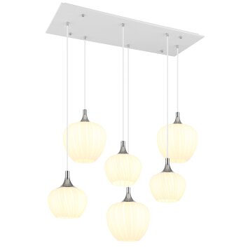 Maxy Suspension Luminaires Globo Lighting Chrome, Blanc, 6 lumières