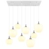 Maxy Suspension Luminaires Globo Lighting Chrome, Blanc, 8 lumières