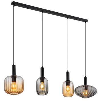 Valletta Suspension Luminaires Globo Lighting Noir, 4 lumières