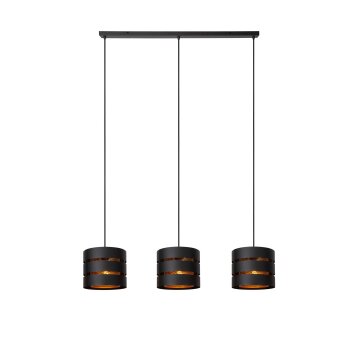 ROSAS Suspension Luminaires Lucide Noir, 3 lumières