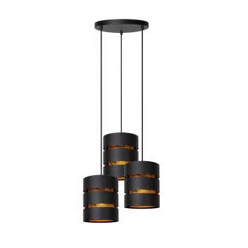 ROSAS Suspension Luminaires Lucide Noir, 3 lumières