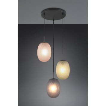 Facette Suspension Luminaires Trio Noir, 3 lumières