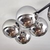 Gastor Plafonnier, Boule lumineuse Chrome, Fumé, 5 lumières