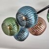 Koyoto Plafonnier, Boule lumineuse Bleu, Vert, Cuivré, 5 lumières