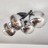 Gastor Plafonnier, Boule lumineuse Chrome, Clair, Fumé, 4 lumières