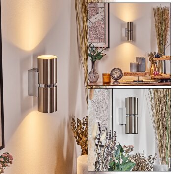 Ordal Luminaire Up & Down, Applique murale, Spot mural LED Nickel mat, 1 lumière