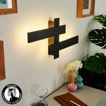 Applique murale Cuchara LED Noir, 2 lumières