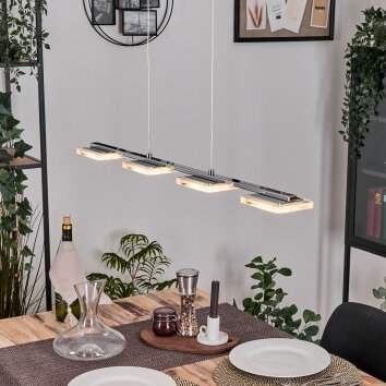 Ordal Suspension, Suspension LED Argenté, 4 lumières