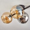 Koyoto Plafonnier, Boule lumineuse Ambre, Chrome, Fumé, 4 lumières