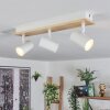 Gesteira Plafonnier, Spot de plafond Bois clair, Blanc, 3 lumières