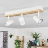 Gesteira Plafonnier, Spot de plafond Bois clair, Blanc, 3 lumières