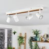 Gesteira Plafonnier, Suspension, Lampadaire Bois clair, Noir, 4 lumières