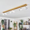 Gesteira Plafonnier, Spot de plafond Chrome, Couleur bois, 6 lumières