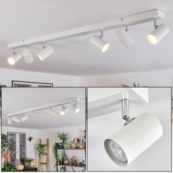 Gesteira Plafonnier, Spot de plafond Chrome, Blanc, 6 lumières