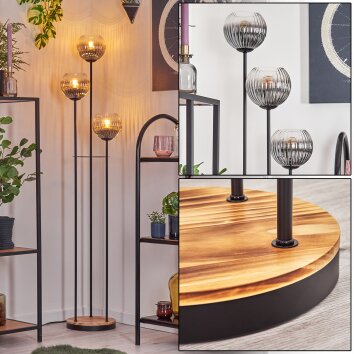 Koyoto Lampadaire 30 cm Bois clair, Noir, 3 lumières