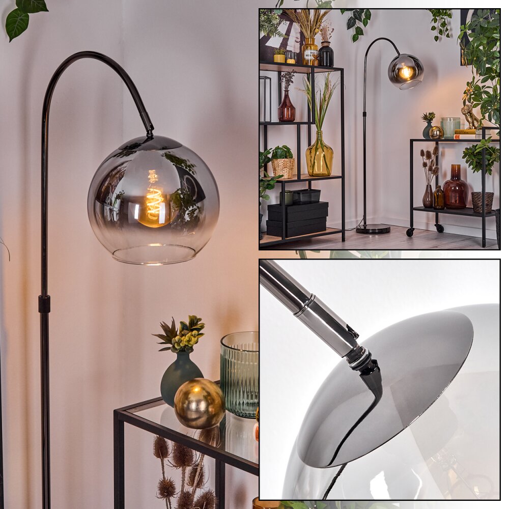 Koyoto Lampadaire Chrome, Noir, 1 lumière main product photo