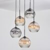 Ripoll Suspension, Boule lumineuse, Suspension grappe Ambre, Clair, Fumé, 5 lumières