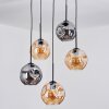 Ripoll Suspension, Boule lumineuse, Suspension grappe Ambre, Fumé, 5 lumières