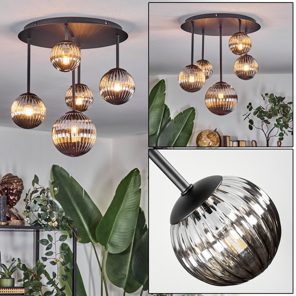 Chehalis Plafonnier, Boule lumineuse Fumé, 5 lumières main product photo