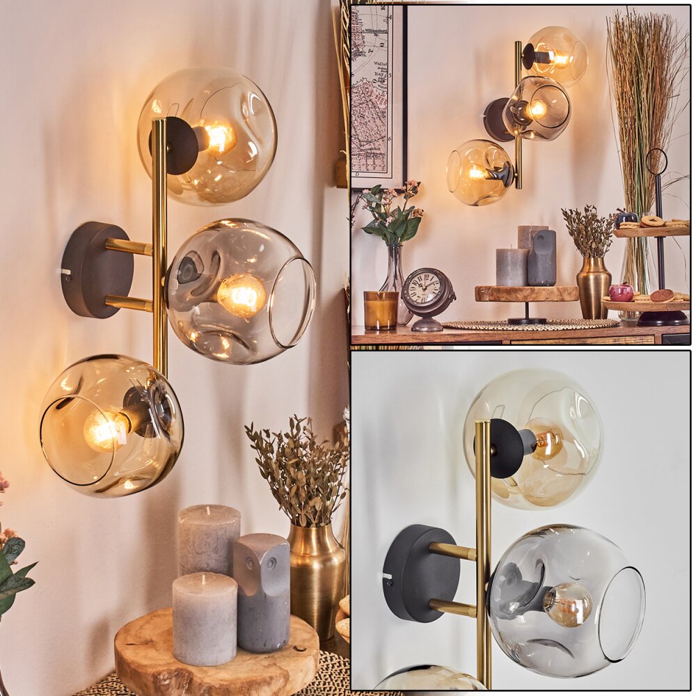 Ripoll Boule lumineuse, Applique murale Or, Noir, 3 lumières main product photo