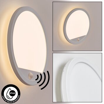 Qadir Lampe murale d´extérieur, Applique murale LED Blanc, 1 lumière, Détecteur de mouvement