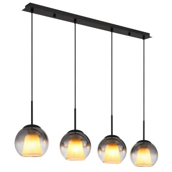 Barry Suspension Luminaires Globo Lighting Noir, 4 lumières