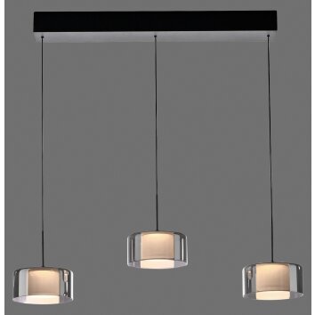 Rika Suspension Luminaires Paul Neuhaus LED Noir, 3 lumières