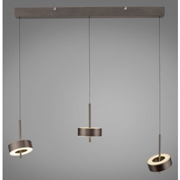 Q-Rotate Suspension Luminaires Paul Neuhaus LED Brun, 3 lumières, Télécommandes