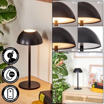 Laken Lampe de table d'extérieur, Luminaire de salle de bain, Lampe à poser LED Noir, 1 lumière Laken Lampe de table d'extérieur, Luminaire de salle de bain, Lampe à poser LED Noir, 1 lumière