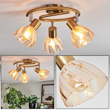 Saire Plafonnier, Spot de plafond Chrome, Laiton, 3 lumières Saire Plafonnier, Spot de plafond Chrome, Laiton, 3 lumières