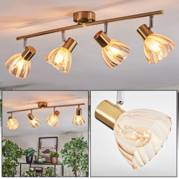 Saire Plafonnier, Spot de plafond Chrome, Laiton, 4 lumières Saire Plafonnier, Spot de plafond Chrome, Laiton, 4 lumières