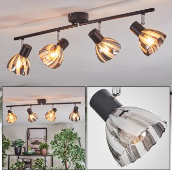 Saire Plafonnier, Spot de plafond Chrome, Noir, 4 lumières Saire Plafonnier, Spot de plafond Chrome, Noir, 4 lumières