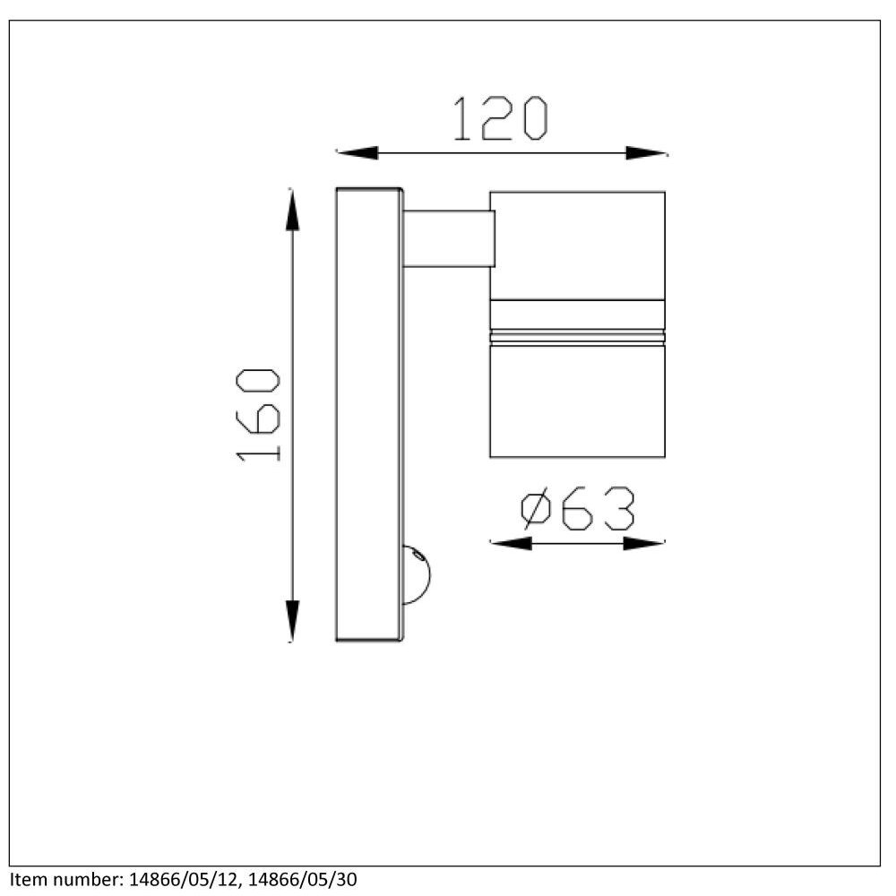 Applique Murale Extérieur Arne LED GU10 IP44 Detecteur Mouvement  14866-05-30 Lucide